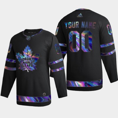 Toronto Maple Leafs Custom Men's Nike Iridescent Holographic Collection MLB Jersey Black